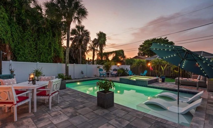 Naples Park House | Luxury Beach House Pool & Hot Tub Oasis
