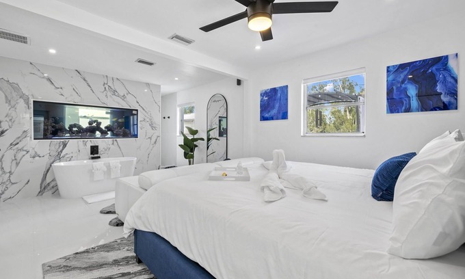 Fort Myers House | Luxury family friendly WATERFRONT home with a POOL, PLAYGROUND, FIREPIT & BEACH