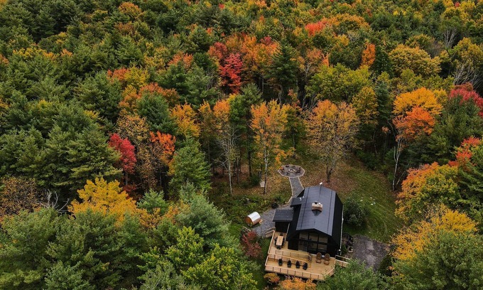 Hammondsport House | Luxury Forest Retreat: Outdoor Sauna & Plunge Tubs