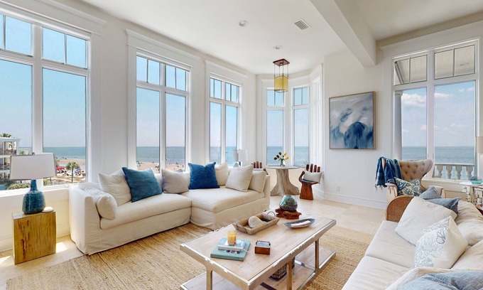 Saint Simons Island Condo | Luxury Oceanfront Condo with stunning views and firepit! Walk to Pier Village!