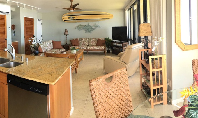 Poipu Condo | Luxury Oceanfront Air-Conditioned 2 bedroom Condo Rental- 35 Feet from the Water