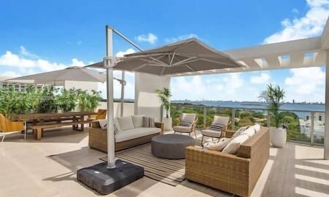Northeast Miami Condo | Luxury Penthouse with Water Views and Massive Private Terrace and Free Parking