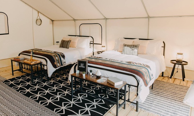 Delta RV Rental | Luxury Spacious Glampsite with VIEWS of Cheaha State Park, Pet Friendly!