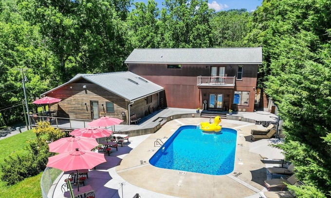 Asheville Apartment | LUXURY STEEL SUITE ~ POOL ~ HOT-TUB ~ DTWN AVL 2M ~ WILDLIFE ~ RURAL