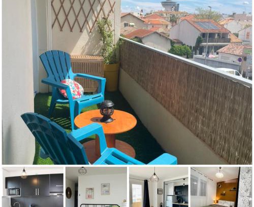 Palavas-les-Flots Apartment | M T2 climatisé à100m de la plage ,des bateaux ,des commerces, Une terrasse ensoleillée