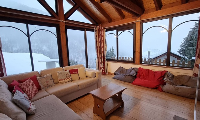 Molines-en-Queyras Ski Chalet | MARANATHA Charming Chalet 10 pers Veranda + South-facing Terrace -magnificent View