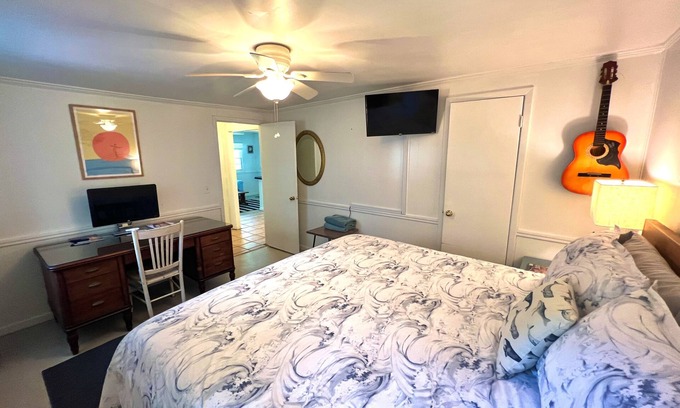 Folly Beach Cottage | Marshfront Suite downstairs @ the Sea Pear Cottage — views + steps to the beach!