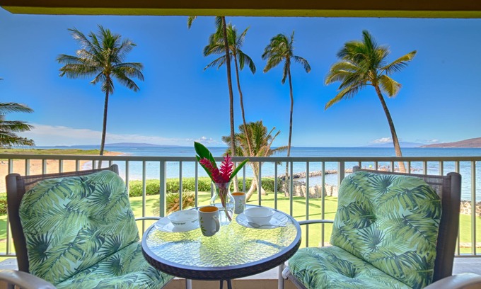 Kihei Condo | Maui Paradise – BEACH FRONT condo w/AC, Stunning Ocean & Sunset Views!