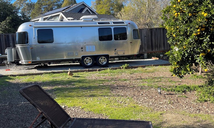 Strawberry House | Modern Airstream with WiFi and AC in Charming Mill Valley with Backyard Ducks