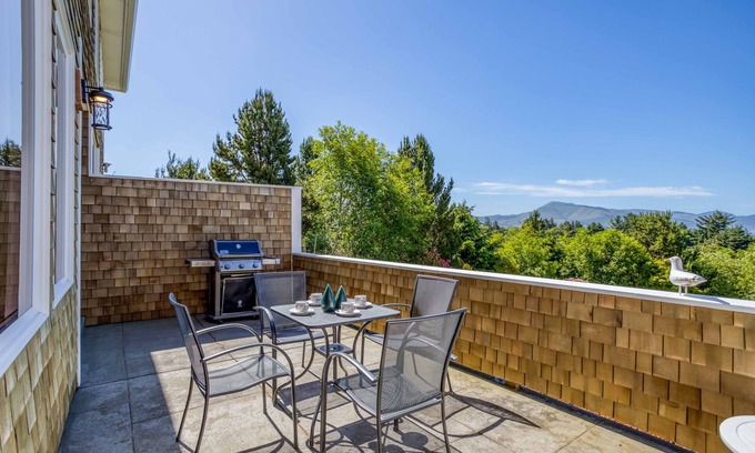 Netarts House | Modern Beauty on Private Street has Netarts Bay, Ocean Views, Putting Green!