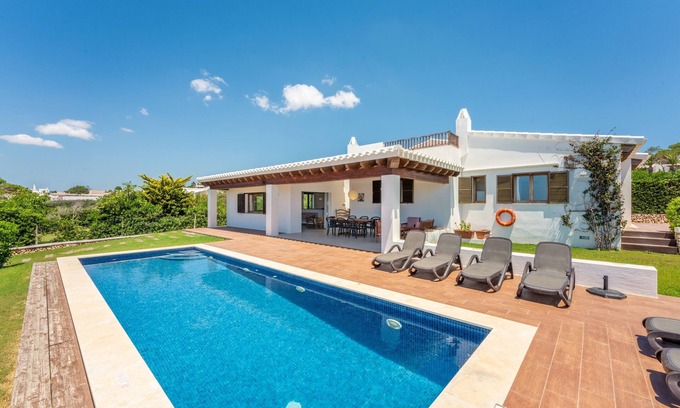 Binibequer Vell Villa | Modern Holiday Home "Bini Nura" with Sea View, Wi-Fi, Garden & Pool