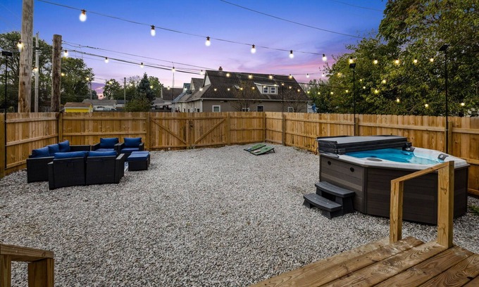 Indianapolis House | Modern Indy Retreat with Hot Tub, Outdoor Oasis, Prime location to Lucas Oil
