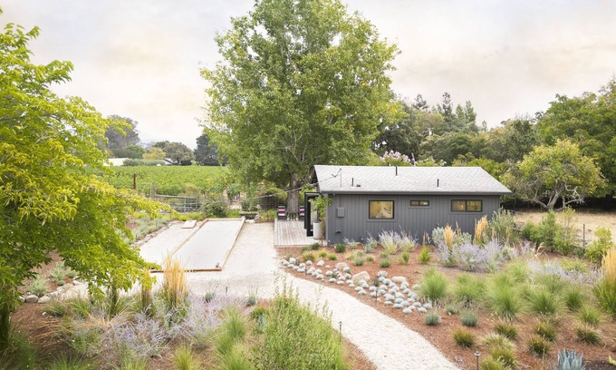 Sonoma Cottage | Modern Sonoma Farmhouse on Vineyard w Deck + Bocce Court