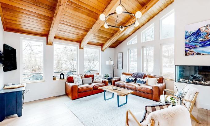 Alyeska Condo | Modern townhouse with private hot tub, mountain views, & natural light