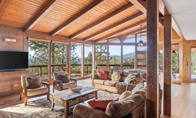 Oakhurst Cabin | Mountain Oasis! Indoor Hot Tub, Game Room, VIEWS!