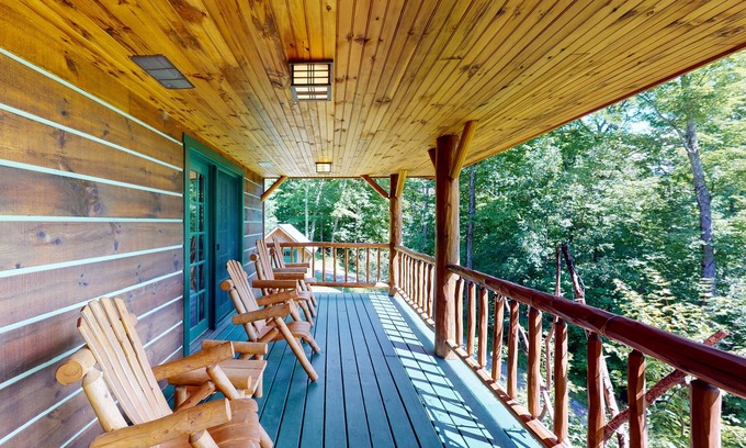 Warren House | Mountain-view house near skiing with hot tub, fireplace, balcony, & firepit