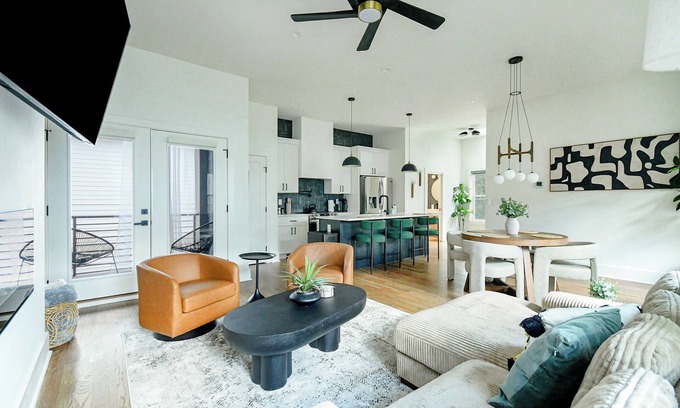 Mechanicsville Apartment | Multi-Level Comfort with Rooftop Views + 2-Car Garage