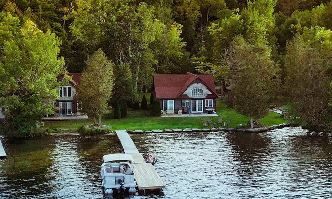 Utterson Cottage | Muskoka Lakefront Cottage Private Dock Fire Pit Kayaks Spectacular Sunset Views