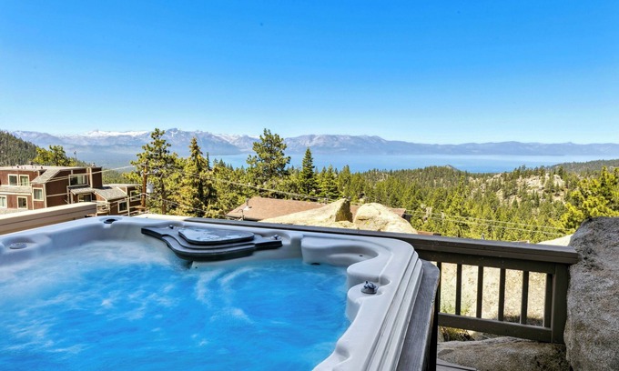 Tahoe Village House | MV55 Lakeview townhome on the Ridge with Hot tub