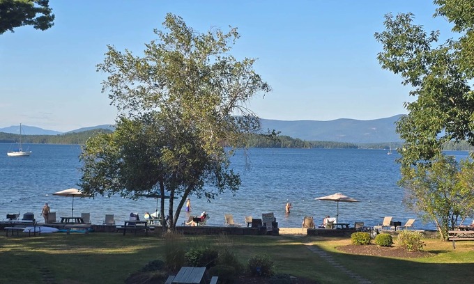 Gilford Condo | New Beachfront Condo-Walk to Bank of NH Concerts
