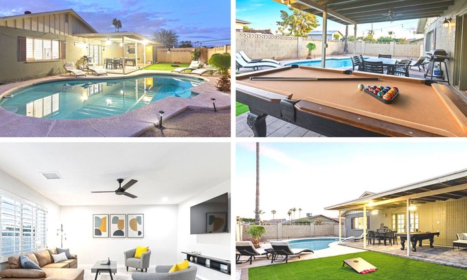 Tempe Villa | NEW! Desert Escape- Heart of Tempe / ASU / Pool / BBQ / Pool Table