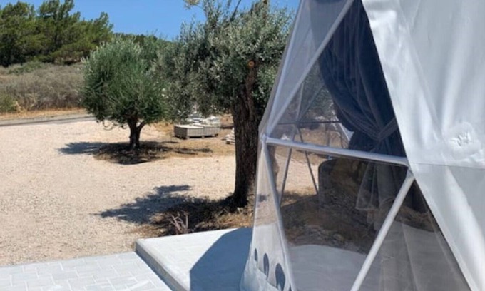Asklipiio Cabin | New Gorgeous Geodesic Dome next to Kopria Beach