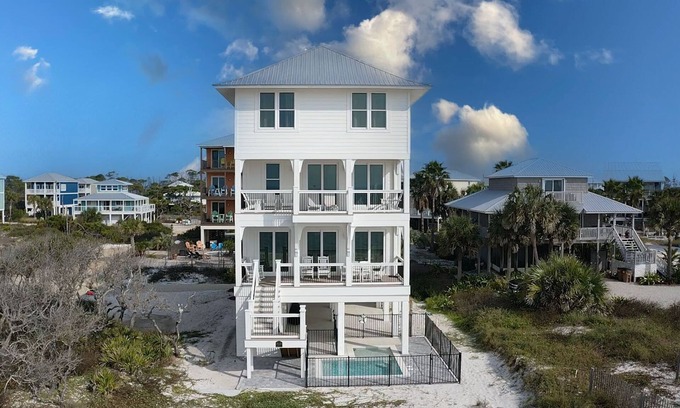 Cape San Blas House | New gulf front stunner! Private pool, elevator, beach gear!