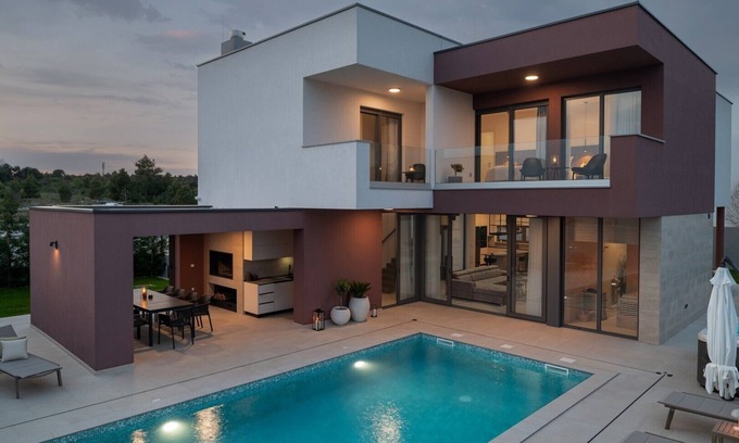 Vrsi Villa | New Villa 55-Vrsi heated pool jacuzzi sauna bbq sea view
