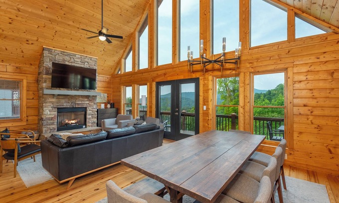 Wolf Laurel Cabin | Newly Remodeled Luxe Cabin, Comfy Beds, Great Views, Hot Tub, at Hatley Pointe!