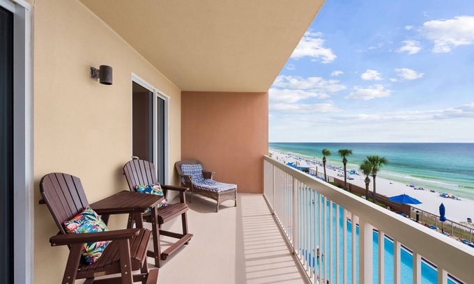 Panama City Beach Condo | Ocean View Beachfront Getaway | Sleeps 4 & Walk to the Waves at Sunrise Beach Resort 705