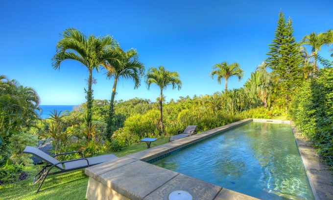 Kalihiwai House | Ocean View Estate w/AC & Pool, Close To Beach