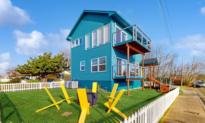Crescent City House | Ocean-view home with high-speed WiFi, W/D, grill & balconies - walk to beach