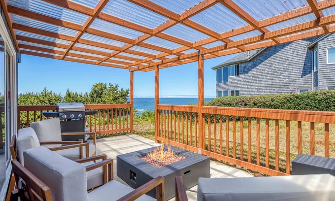 Lincoln Beach House | Oceanfront Beauty with Hot Tub, Pool, Game Room, Playground, Beach Access!