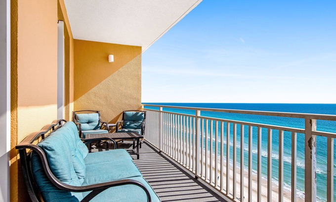 West Panama City Beach Condo | Oceanfront condo with ocean view, pool & hot tub, fast WiFi, and W/D