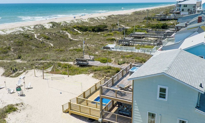 Atlantic Beach House | Oceanfront Family Cottage: Hot Tub, Heated Pool. Game Room & Stunning Beach View