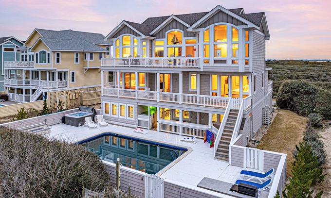 Corolla House | Oceanfront, Game Room, Decks, Heated Pool, Hot Tub, Ocean Views, Fully Loaded