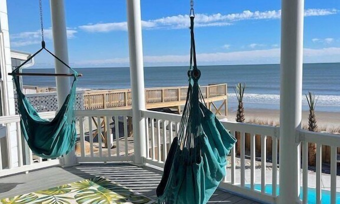 Ocean Isle Beach House | Oceanfront Home with Hot Tub, Pool, Panoramic Views, Linens Included