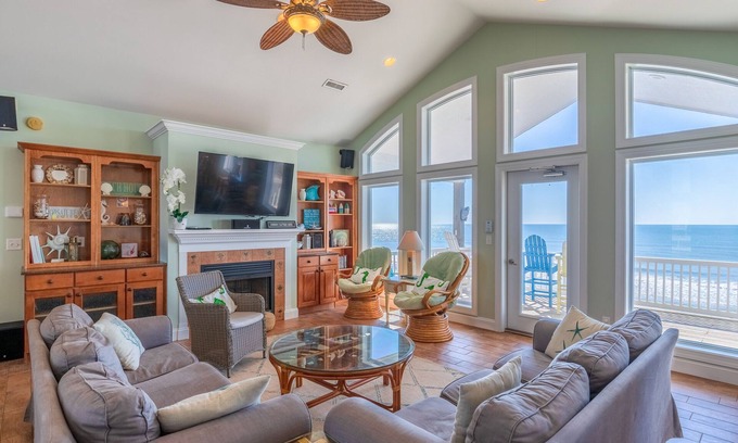 Surf City House | Oceanfront estate with pool, hot tub, elevator, pool table & chef's kitchen