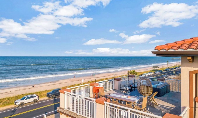 Flagler Beach House | Oceanview Rooftop Patio Overlooking Flagler Beach W Firepit, Game Room, Bikes