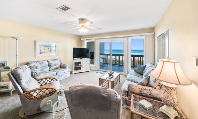 Inlet Beach Heights Condo | One level! First Floor, never before rented. Exceptional, Clean, Great Rates.