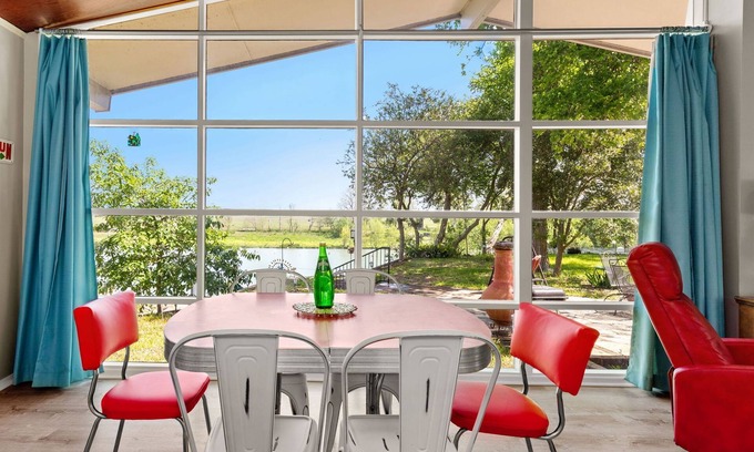 New Braunfels Cabin | One of a Kind Vintage Lakefront Getaway on Lake Dunlap-W/D, fire pit, 4 tvs