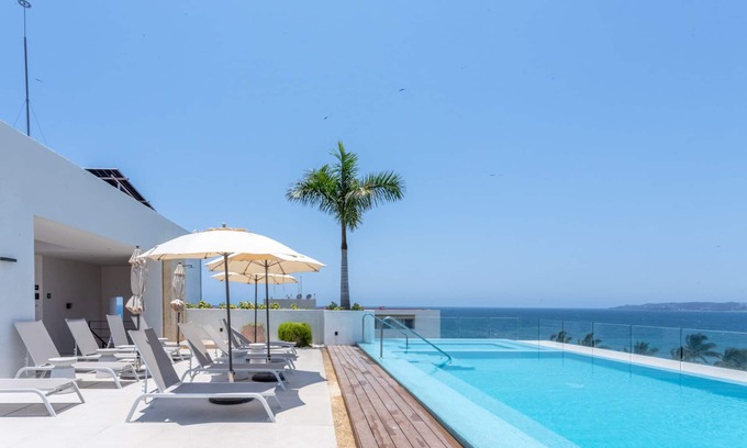 Bucerias Condo | PAVILION 2BR, Rooftop Infinity Pool & Jacuzzi with AMAZING views of the ocean.