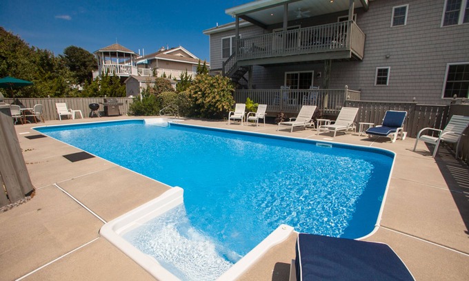 Sandbridge House | Peaceful oceanside home steps from beach with private pool & AC
