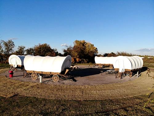 South Oklahoma City House | Perfect Glamping Vacations in this Rustic Conestoga Covered Wagon Rental in Oklahoma