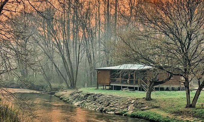 Mineral Bluff Cabin | Pet Friendly Creekside Cabin + Hot Tub + Fire Pit