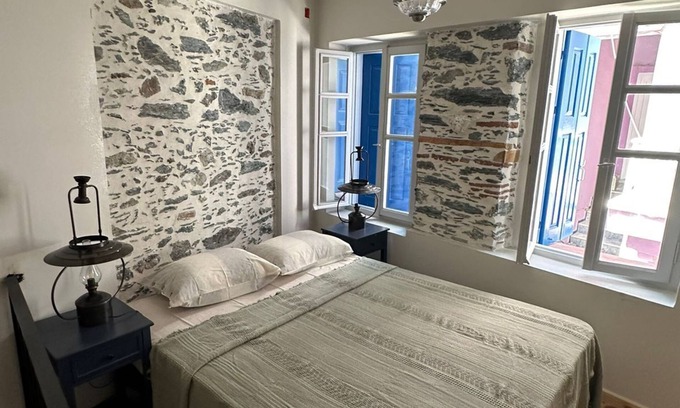 Plomari House | Plomari Geometer House: 1br with WiFi, AC