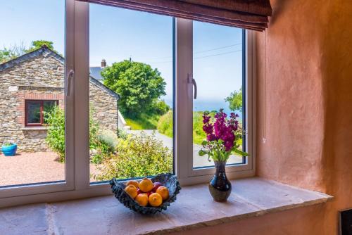 Boscastle Apartment | Polrunny Farm sea view Blueberry Cottage with log burner