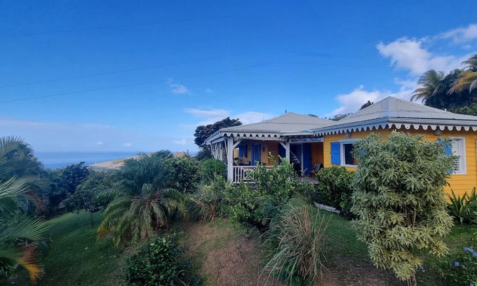 Le Carbet Villa | Pretty creole villa, beautiful unobstructed view of the caribbean sea and the mountain