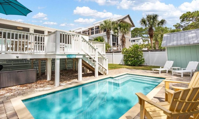 Seagrove Beach House | Private Beach access- Charming 2BR Home w Private Pool, Golf Cart
