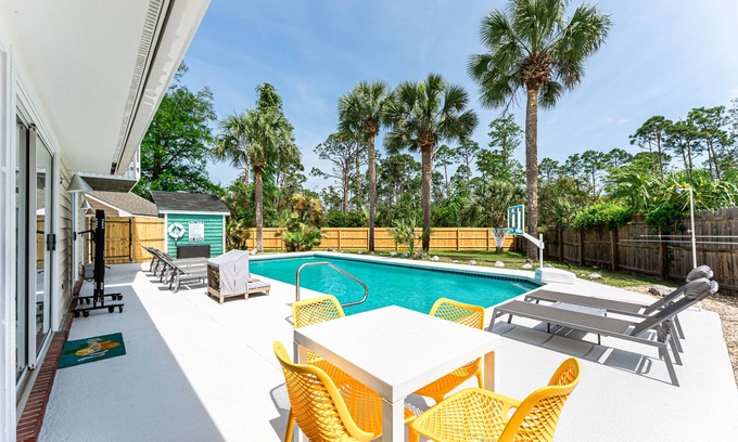 Port St. Joe House | Private heated pool+sauna, 2 blocks to beach, game room, golf cart, dogs welcome